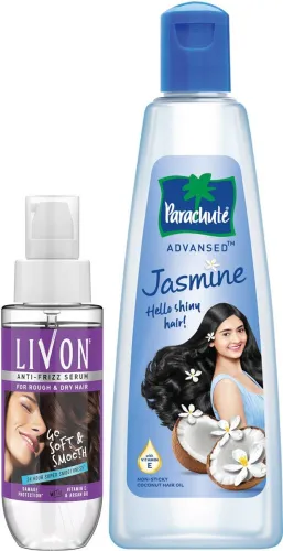 Image of Parachute Advansed Jasmine Coconut Hair Oil & Livon Hair Serum Combo