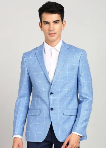 Image of PARK AVENUE Men Checkered Single Breasted Formal Blazer
