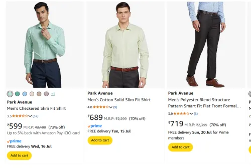 Image of Park Avenue Men Minimum Shirt 70% Discount