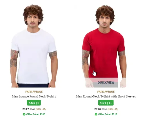Image of PARK AVENUE Men Neck T-shirt Starting @ ₹247