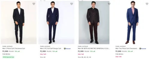 Image of Park Avenue Men's Suit upto 70% Discount