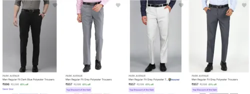 Image of Park Avenue Men's Trousers at minimum 61% Discount