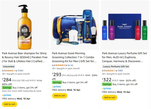 Image of Park Avenue Personal Care Product at Minimum 50% Discount