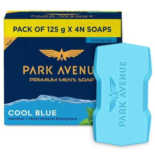 Image of Park Avenue Premium Men’s Soaps for Bath – Cool Blue | 125g (Pack of 4) |