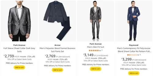 Image of Park Avenue, Raymond, Blackberry and more trendy design Suits & blazers Minimum 70 % Discount