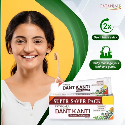 Image of Patanjali Dant Kanti Natural Toothpaste 800G (200G X 4), Super Saver Value Pack