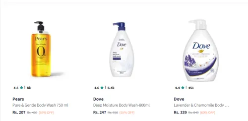 Image of Pears & Dove Offer: Minimum 50% Discount on Body Wash