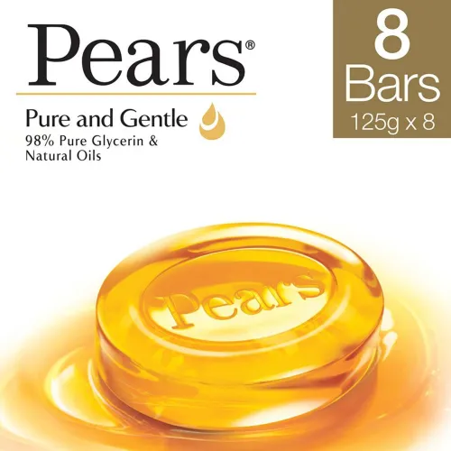 Image of Pears Pure & Gentle Bar, Paraben-Free For Soft Skin (8 x 125 g)