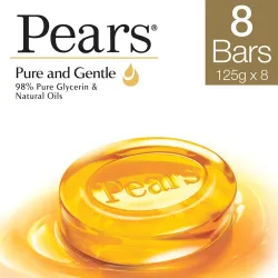 Pears Pure & Gentle Bar, Paraben-Free For Soft Skin  (8 x 125 g)