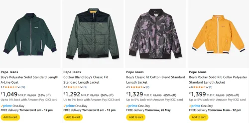 Image of Pepe Jeans Boy's Jackets at minimum 65% Discount
