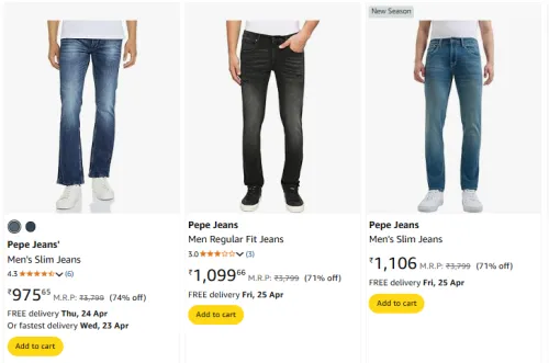 Image of Pepe Jeans Men Fashion Jeans Minimum 70% Discount