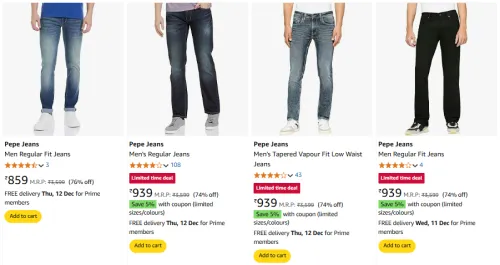 Image of Pepe Jeans Men Regular Fit Jeans up to 76% Discount