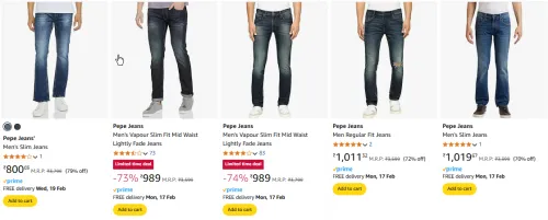 Image of Pepe Jeans Men Regular Fit Jeans Starting at ₹800