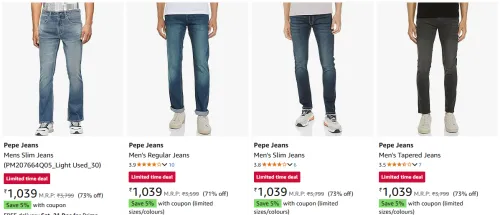 Image of Pepe Jeans Men Regular Fit Jeans up to 76% Discount