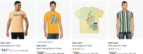Image of Pepe Jeans Men's Regular Fit T-shirt Starting at ₹382 @ #Amazon