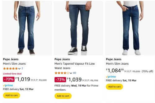 Image of Pepe Jeans Men's Slim Jeans Minimum 70% Discount