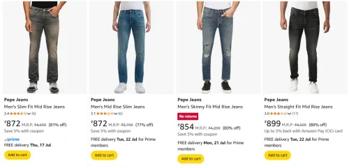 Image of Pepe Jeans Men's Jeans minimum 77% Discount