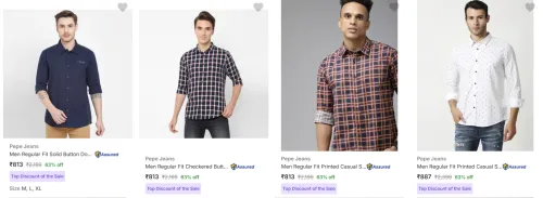 Image of Pepe Jeans Men's Shirts at minimum 60% Discount