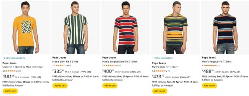 Image of Pepe Jeans Men's T-shirts at minimum 76% Off
