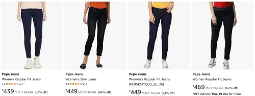 Image of Pepe Jeans Women Regular Fit Jeans up to 84% Discount