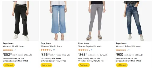 Image of Pepe Jeans Women's Minimum 60% Discount