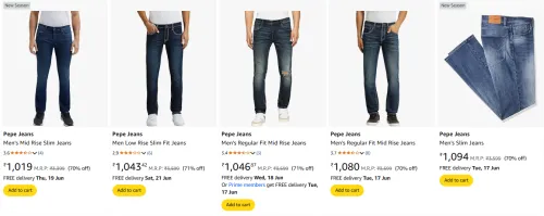 Image of Pepe Men's Jeans at minimum 70% Discount