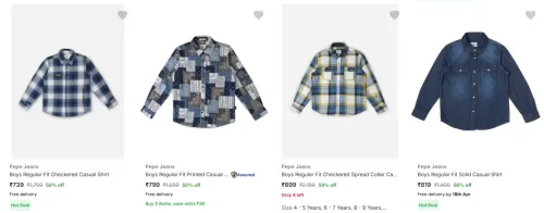 Image of Pepe Jeans upto 59% Off on Kid's Shirts