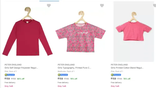 Image of PETER ENGLAND Girls Self Design Polyester Regula up to 80% Discount
