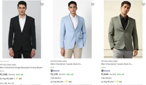 Image of PETER ENGLAND Men Fashion Blazer Minimum 60% Discount