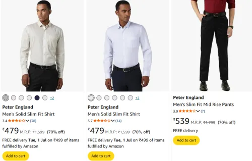 Image of Peter England Men's Clothing Flat 70% Discount