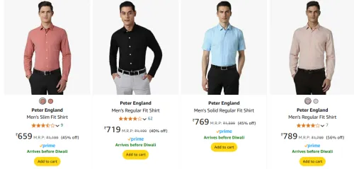 Image of Peter England Men's Slim Fit Shirt Starts @ ₹659