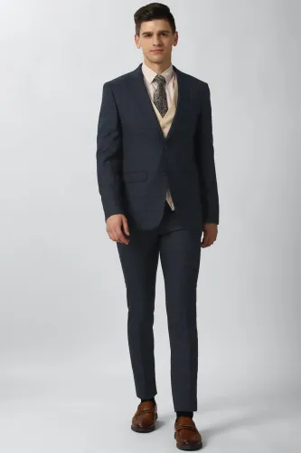 Image of PETER ENGLAND Men Single Breasted Checkered Suit