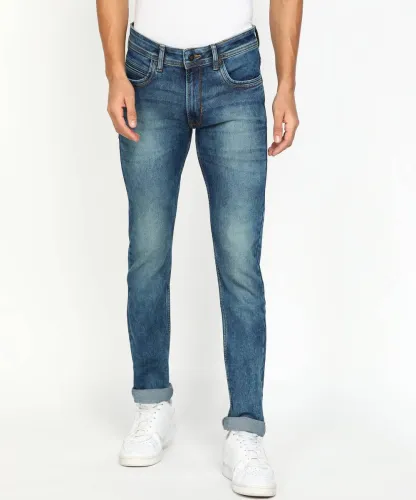 Image of PETER ENGLAND Men Slim Mid Rise Dark Blue Jeans