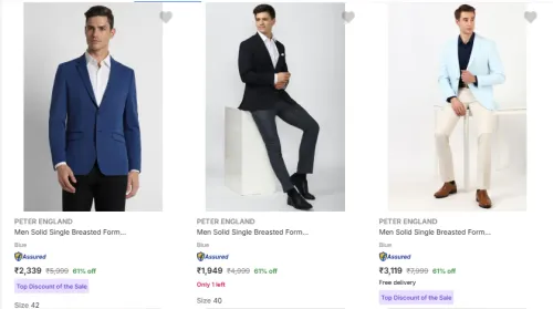 Image of Peter England Men's Formal Blazer at Minimum 60% Discount