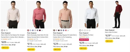 Image of Peter England Men's Shirts at minimum 55% Off