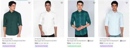 Image of Peter England Men's Shirts at minimum 60% Discount