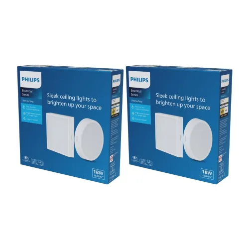 Image of PHILIPS 18 Watt Square Slim Surface Ceiling LED Downlighter (Pack of 2)