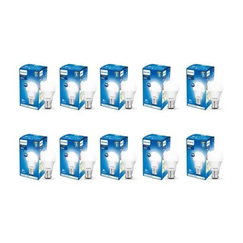 Image of Philips 9-Watts B22 LED Cool Day White LED Bulb, Pack of 10, (Ace Saver)