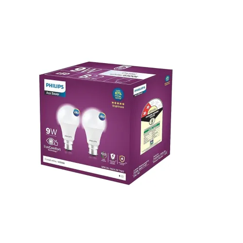 Image of Philips 9-Watts Multipack B22 LED Cool , Pack of 2, (Ace Saver)