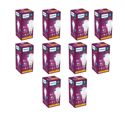 Image of Philips 9W E27 LED Warm White Bulb, Pack of 10