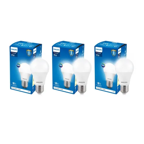 Image of Philips Base E27 7-Watt LED bulb (Crystal White,Pack of 3)