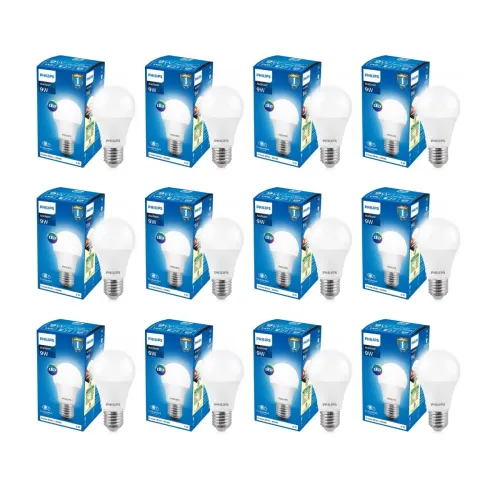 Image of Philips Base E27 9-Watt LED Bulb (Pack of 12, Cool Day Light)
