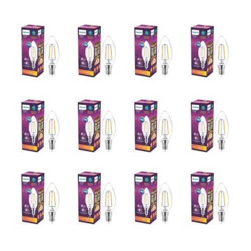 Image of Philips LED Candle Light Bulb (4W, Pack of 12)