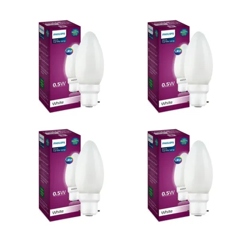 Image of PHILIPS LED Deco White 0.5W Glass Candle (Pack of 4)