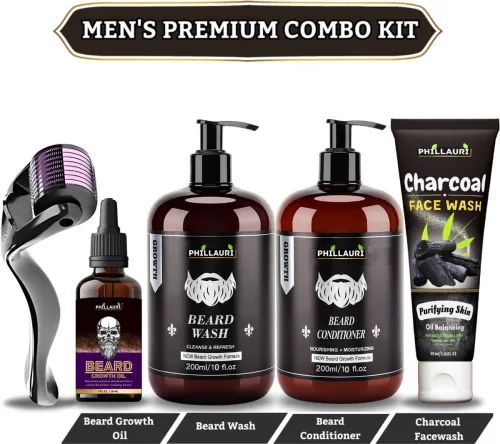 Image of Phillauri Beard care kit Mooch & Beard Oil-For Hair growth 5 Items in the set