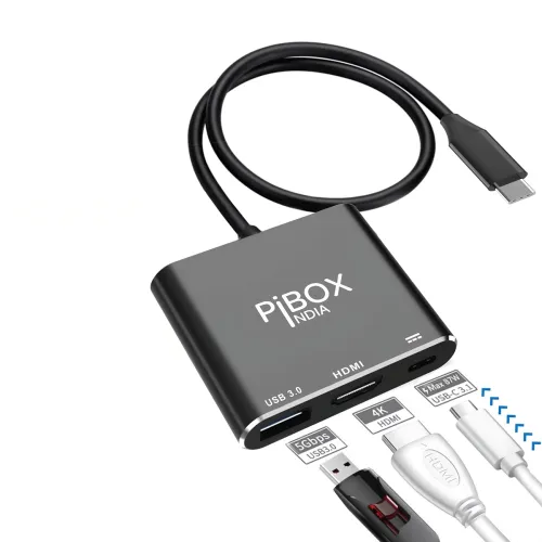 Image of Pibox USB-C to HDMI Adapter (4K, USB 3.0, Charging Port)