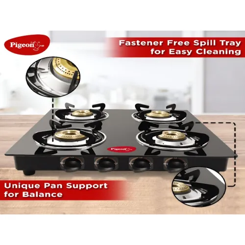 Image of Pigeon Black Brunet 4 Burner Manual Ignition Gas Stove