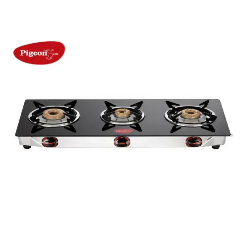 Image of Pigeon Black Glasstop 3 Burner Manual Gas Stove