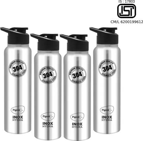 Image of Pigeon Inox Hydra 900 ml Bottle (Pack of 4, Black, Steel/Chrome, Steel)