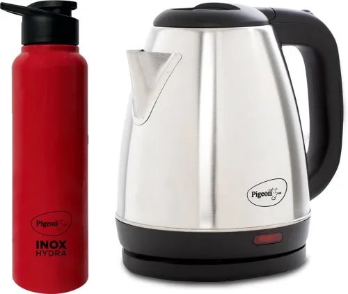 Image of Pigeon Kettle+Water Bottle Electric Kettle with Bottle  (1.5 L, Silver)